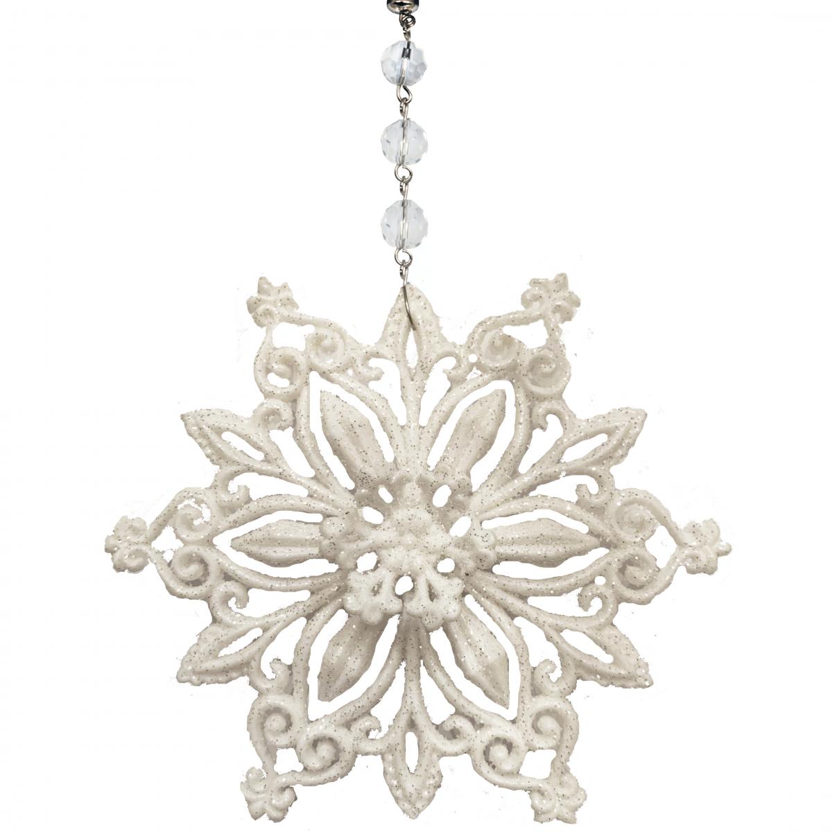 HOLIDAY CHANDELIER MAKEOVER KIT - (3) Glitter White Snowflake + (3) 12" Red/White Crystal Garland picture