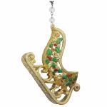 GLITTER GOLD SLEIGH (Set/3) MAGNETIC CHRISTMAS ORNAMENT - Magnetic Chandelier Accessory TrimKit¬Æ