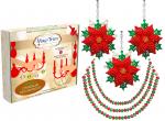 HOLIDAY CHANDELIER MAKEOVER KIT - (3) Glitter Poinsettia + (3) 12" Red/Green Bead Crystal Garland