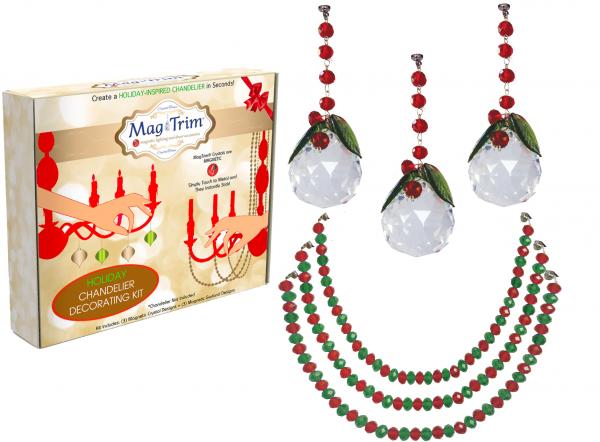 HOLIDAY CHANDELIER MAKEOVER KIT - (3) Holiday Ball + (3) 12" Red/Green Garland picture