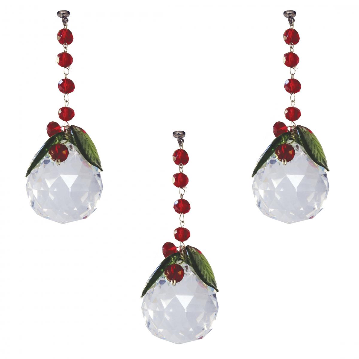 40 mm HOLIDAY CRYSTAL FACETED BALL (set/3) MAGNETIC CHRISTMAS ORNAMENT - Magnetic Chandelier Crystal TrimKit¬Æ picture