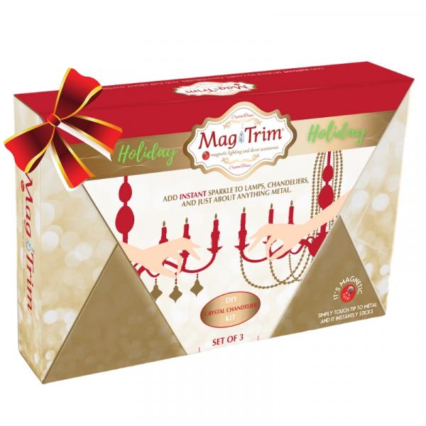 GLITTER GOLD SLEIGH (Set/3) MAGNETIC CHRISTMAS ORNAMENT - Magnetic Chandelier Accessory TrimKit¬Æ picture