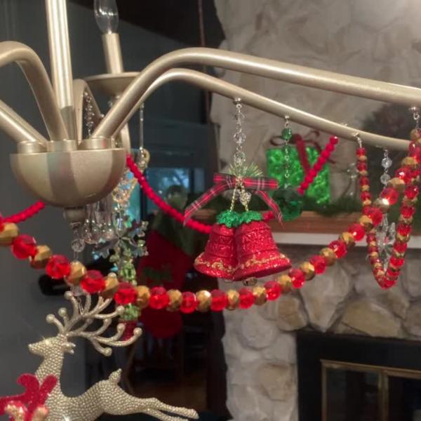 HOLIDAY CHANDELIER MAKEOVER KIT - (3) Red Bells + (3) 12" Red/Gold Garland picture