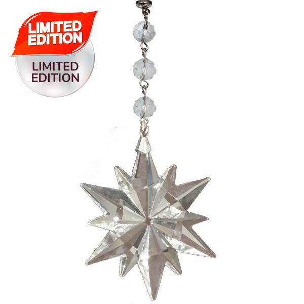 CLEAR CRYSTAL STAR (Set/3) MAGNETIC CHRISTMAS ORNAMENT - Magnetic Chandelier Crystal TrimKit¬Æ