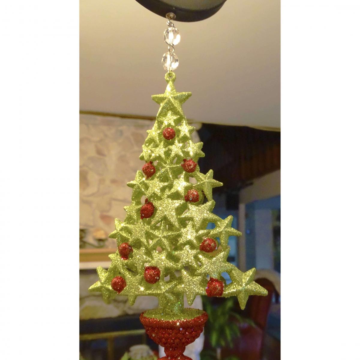 GLITTER RED/GREEN TREE (Set/3) MAGNETIC CHRISTMAS ORNAMENT - Magnetic Chandelier Accessory TrimKit¬Æ picture