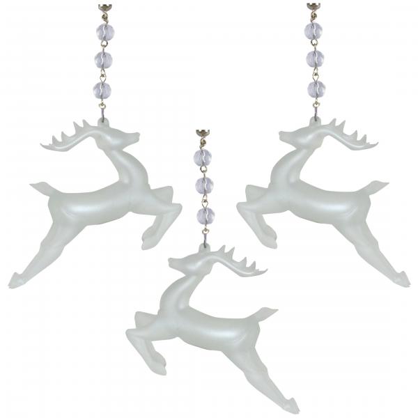 FROSTED GLASS REINDEER (Set/3) MAGNETIC CHRISTMAS ORNAMENT- Magnetic Chandelier Accessory TrimKit¬Æ picture