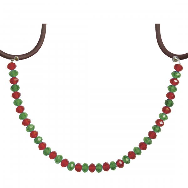 HOLIDAY CHANDELIER MAKEOVER KIT - (3) Glitter Poinsettia + (3) 12" Red/Green Bead Crystal Garland picture