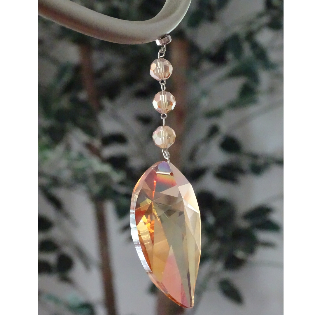 Champagne Crystal Leaf (Set/3) MAGNETIC CHRISTMAS ORNAMENT  - Magnetic Chandelier Accessory TrimKit¬Æ picture