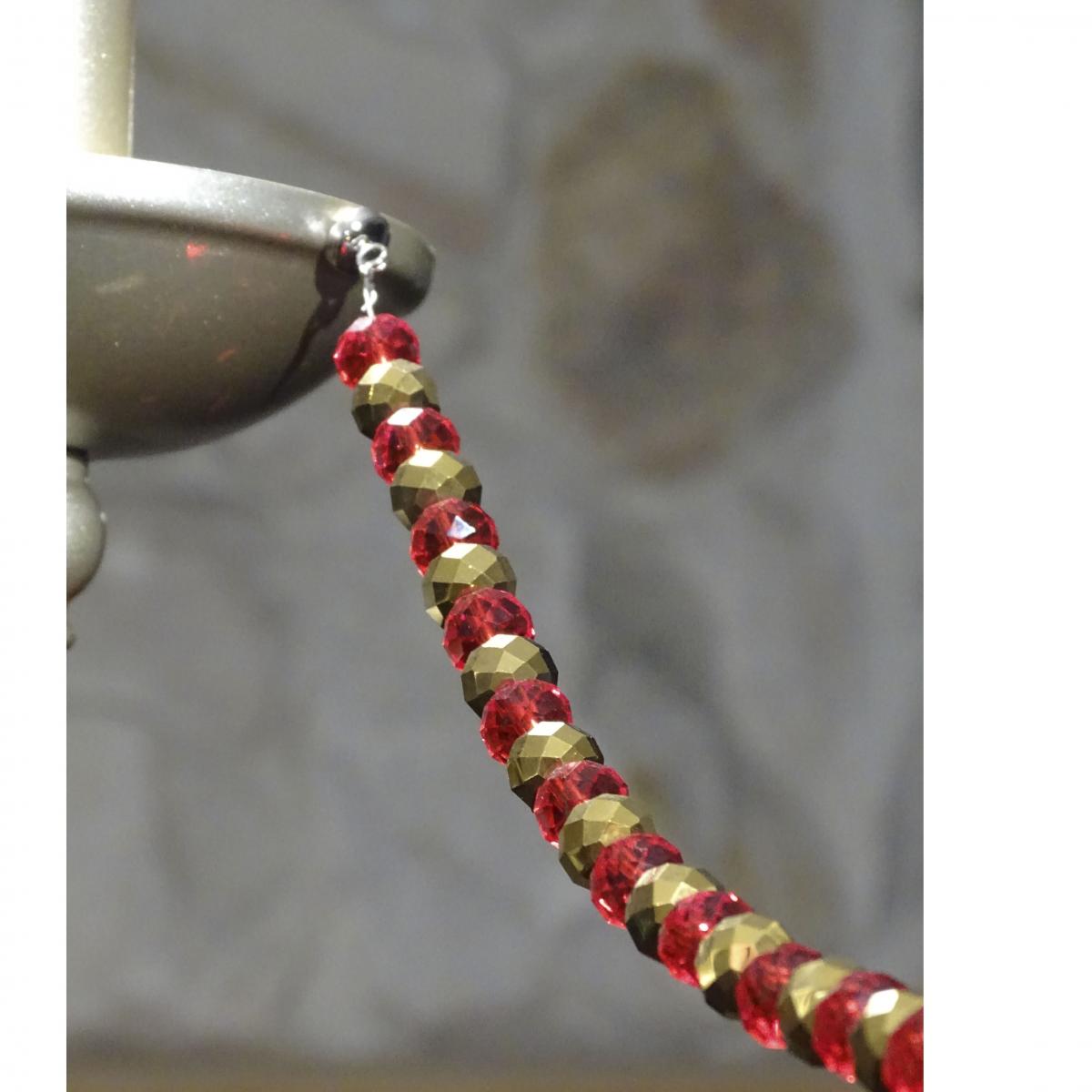 HOLIDAY CHANDELIER MAKEOVER KIT - (3) Red/Gold Sleigh + (3) 12" Red/Gold Garland picture