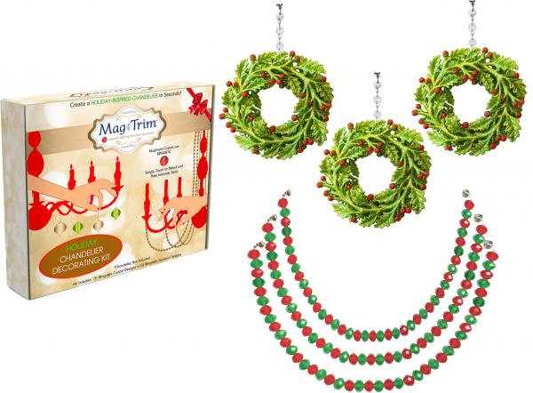 HOLIDAY CHANDELIER MAKEOVER KIT - Berry Wreath + 12" Red/Green Garland (Set/6) picture