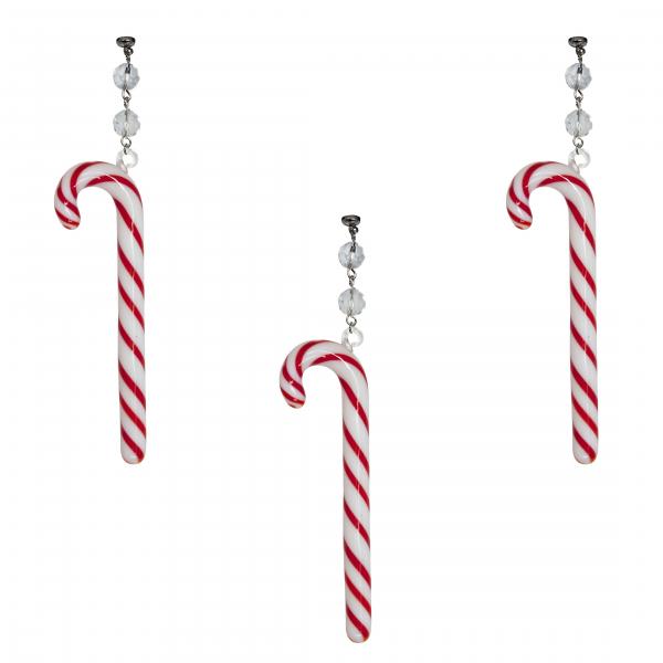GLASS CANDY CANE (Set/3) MAGNETIC CHRISTMAS ORNAMENT- Magnetic Chandelier Accessory TrimKit¬Æ picture