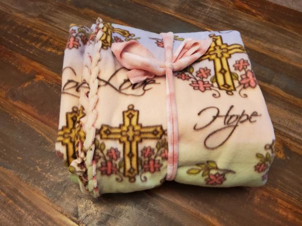 Faith, Hope & Love Fleece Blanket - braided picture