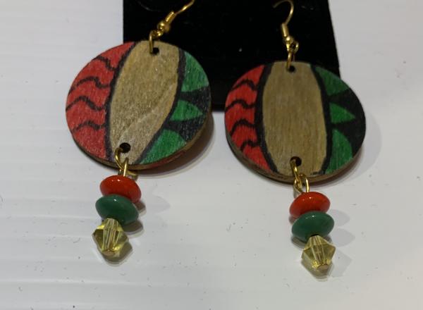 Handpainted Wooden Pierced Earrings picture