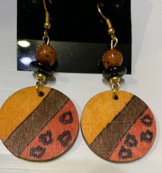 Handpainted Wooden Pierced Earrings picture