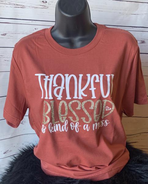 Thankful, Blessed, Kind of a Mess Softstyle Tee picture