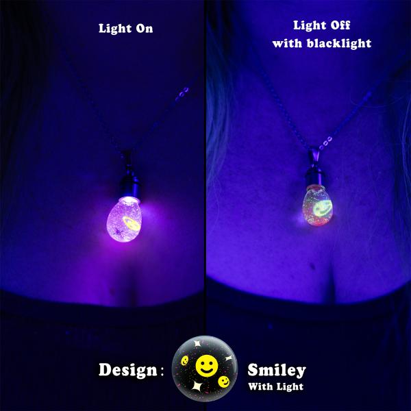 Neon glowing snow globe shaker jewelry