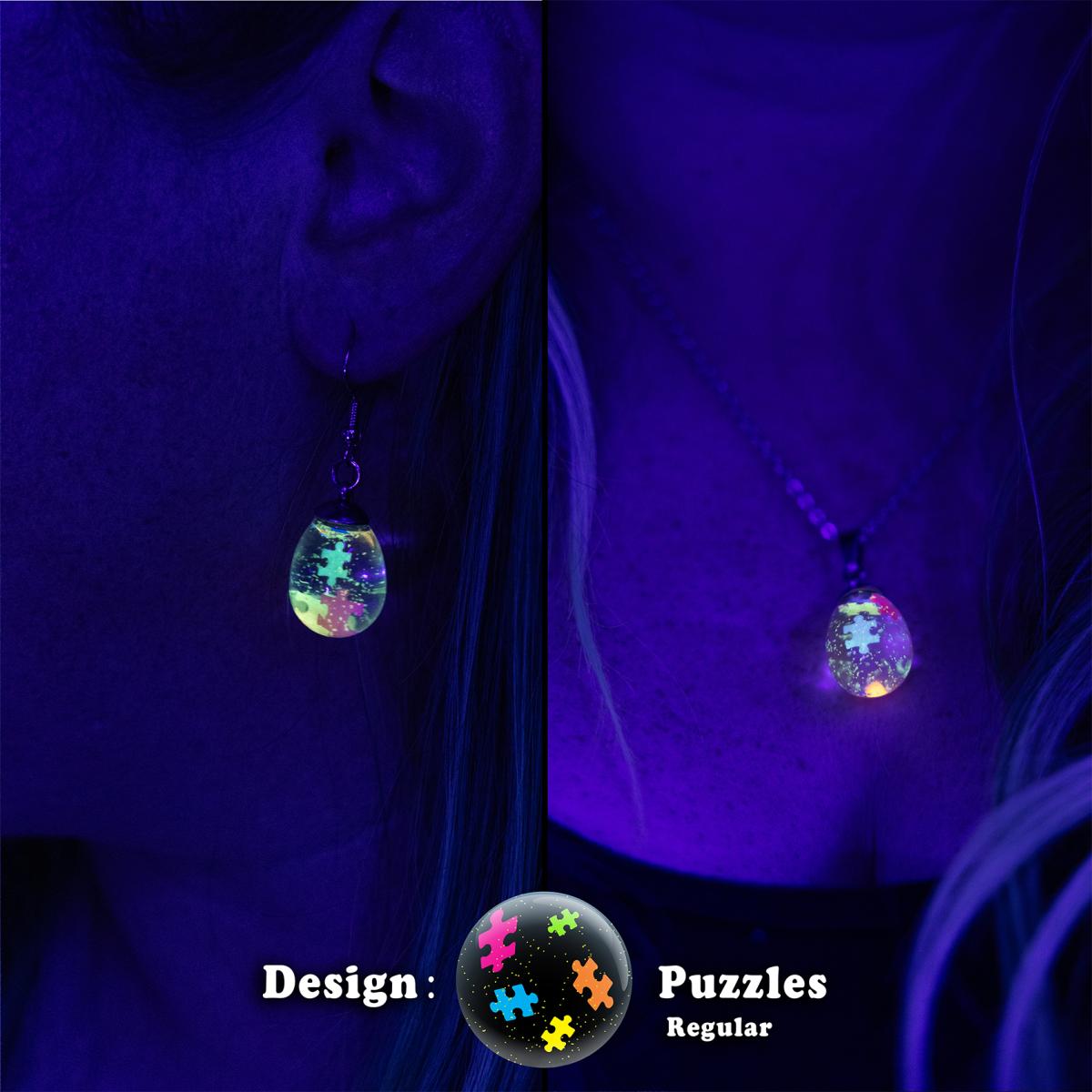 Neon glowing snow globe shaker jewelry picture