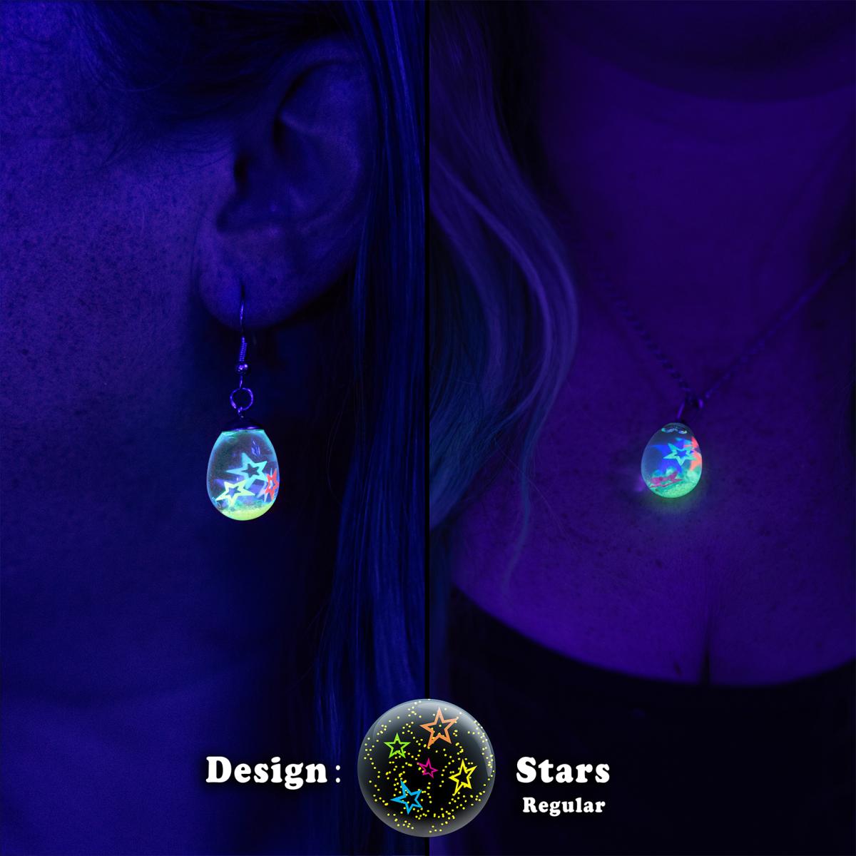Neon glowing snow globe shaker jewelry picture