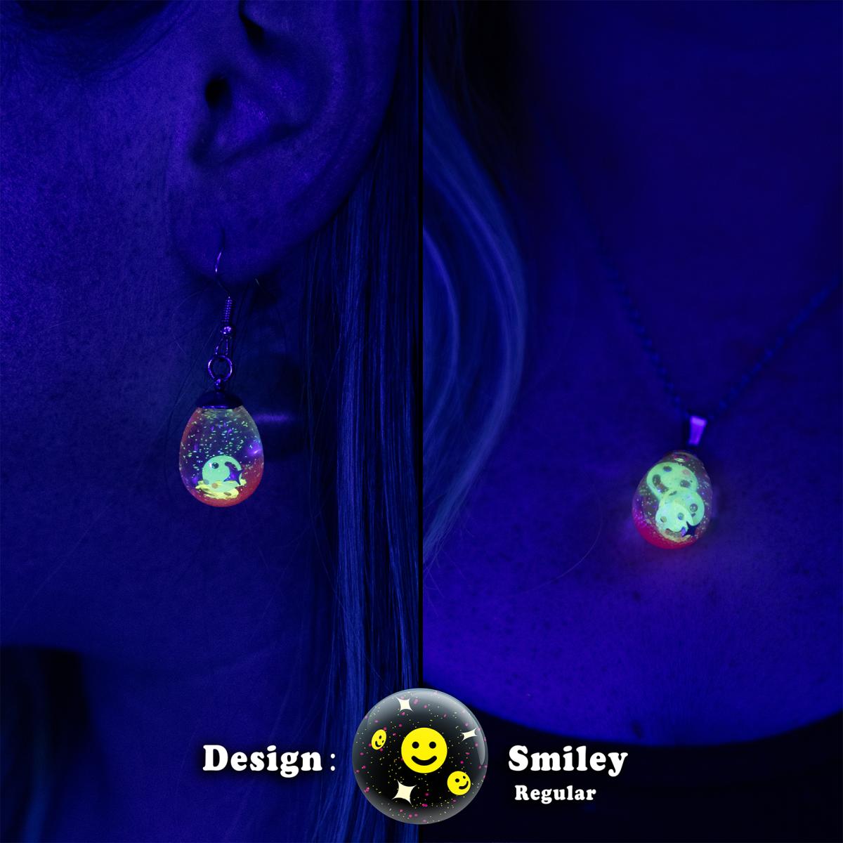 Neon glowing snow globe shaker jewelry picture