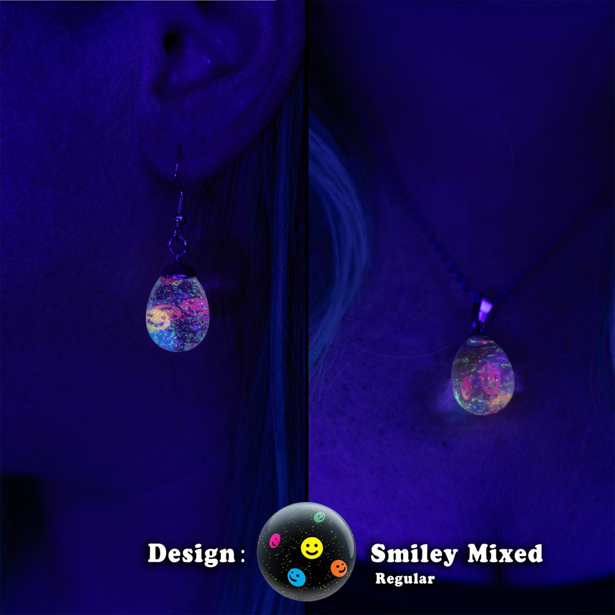 Neon glowing snow globe shaker jewelry picture