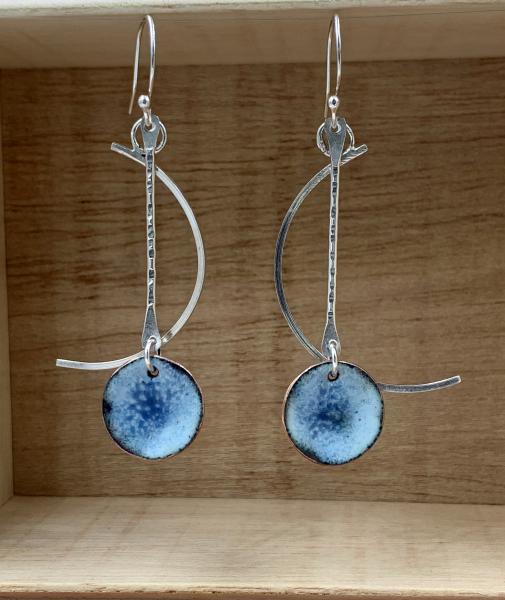 Blue enamel and silver earrings