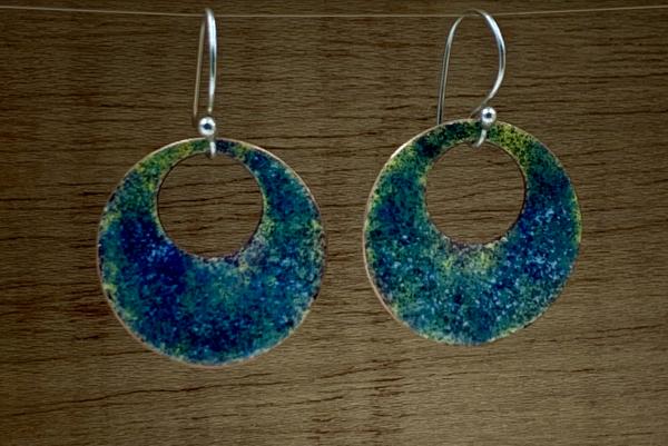 Blue Green Enamel earrings