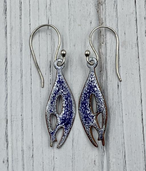 White and blue enamel earrings picture