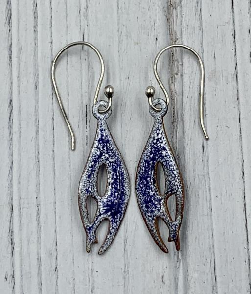 White and blue enamel earrings