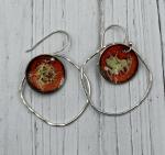 Red and yellow enamel in orbit earrings