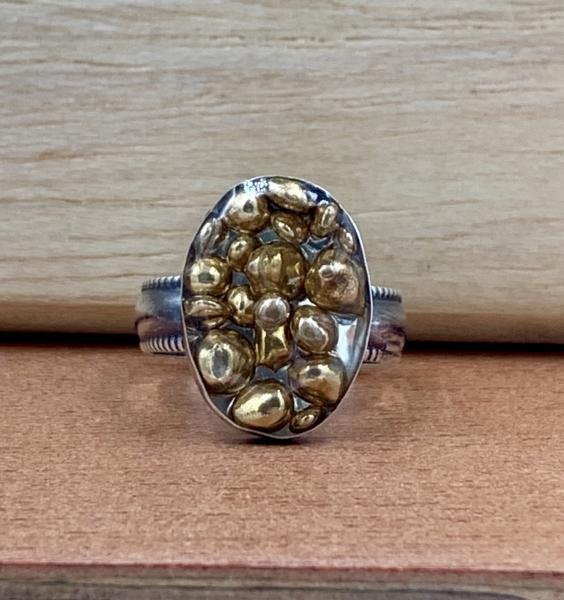 Brass nugget silver ring picture