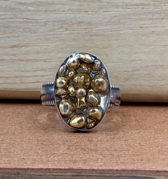 Brass nugget silver ring