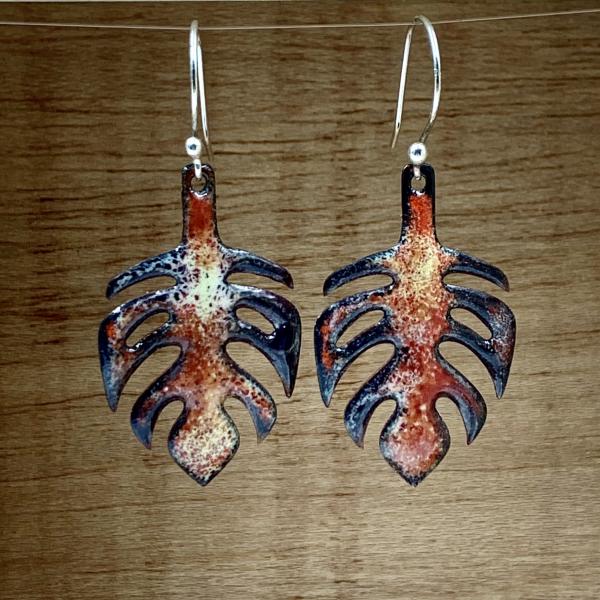 Orange and yellow enamel earrings picture