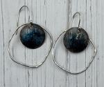 Mystic blue enamel in orbit earrings