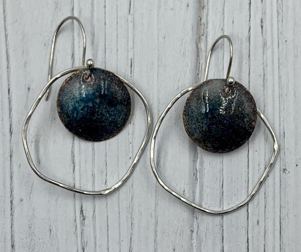 Mystic blue enamel in orbit earrings