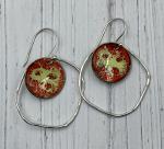 Red and yellow enamel in orbit earrings