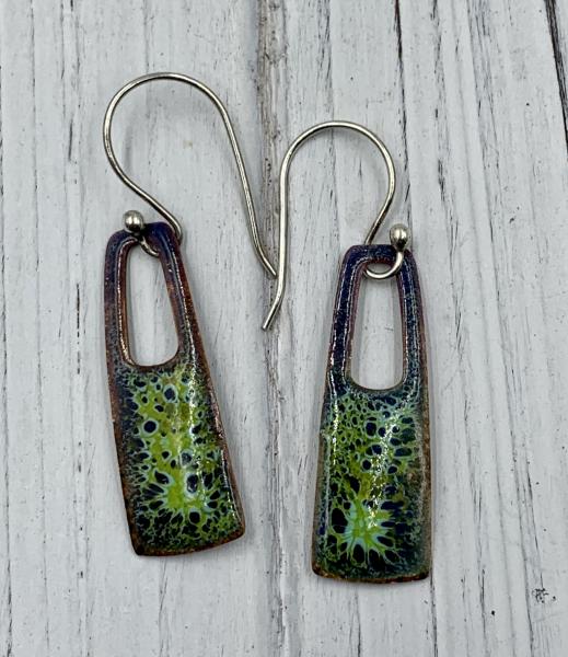 Green and blue enamel earrings picture