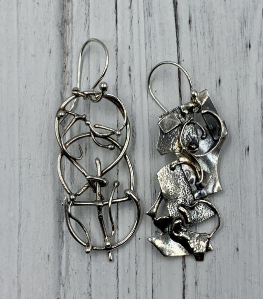 Fused and Wire Sterling Silver Earrings