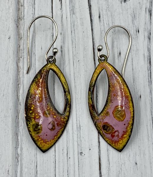 Pink and Yellow Enamel Earrings