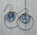 Blue with white crystals enamel in orbit earrings