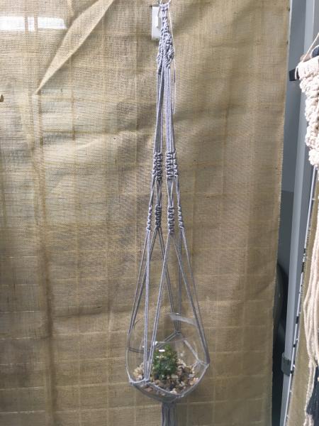 Gray macrame plant hanger picture