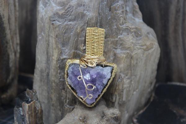 Amethyst Crystal Cluster Wire Wrapped Pendant picture