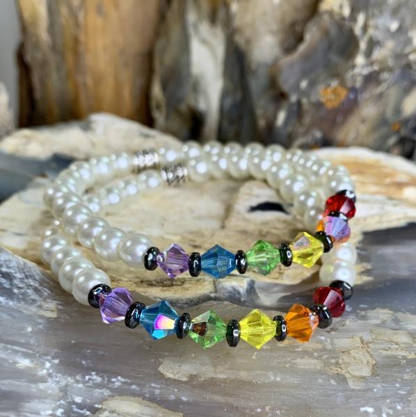 Rainbow Swarovski Crystal Stretch Bracelets picture