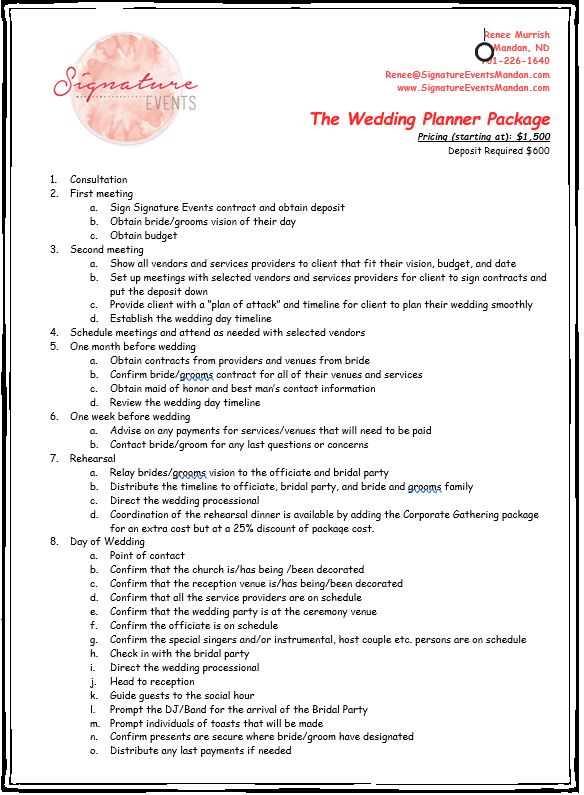 The Wedding Planner Package