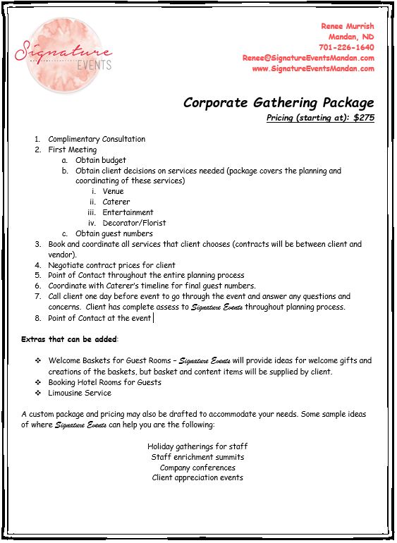 Corporate Gathering Package