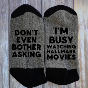 I'M BUSY WATCHING HALLMARK MOVES (NOVELTY SOCKS) picture