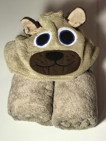 Hooded bath towel-tan puppy picture