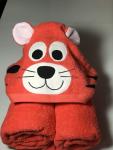 Hooded bath towel-tiger/ dark orange