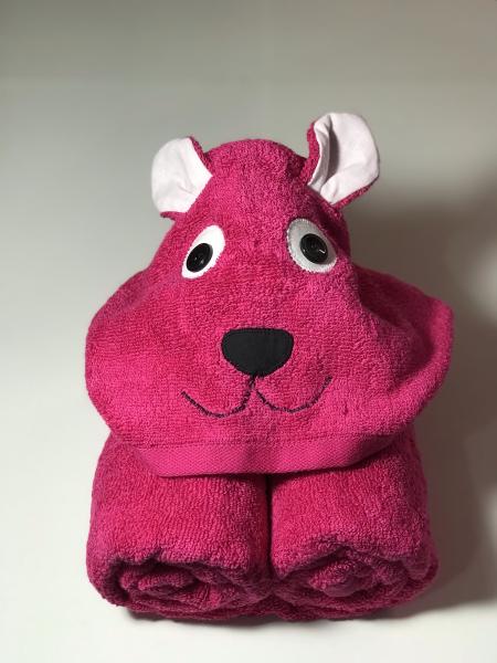 Hooded bath towel-pink bear