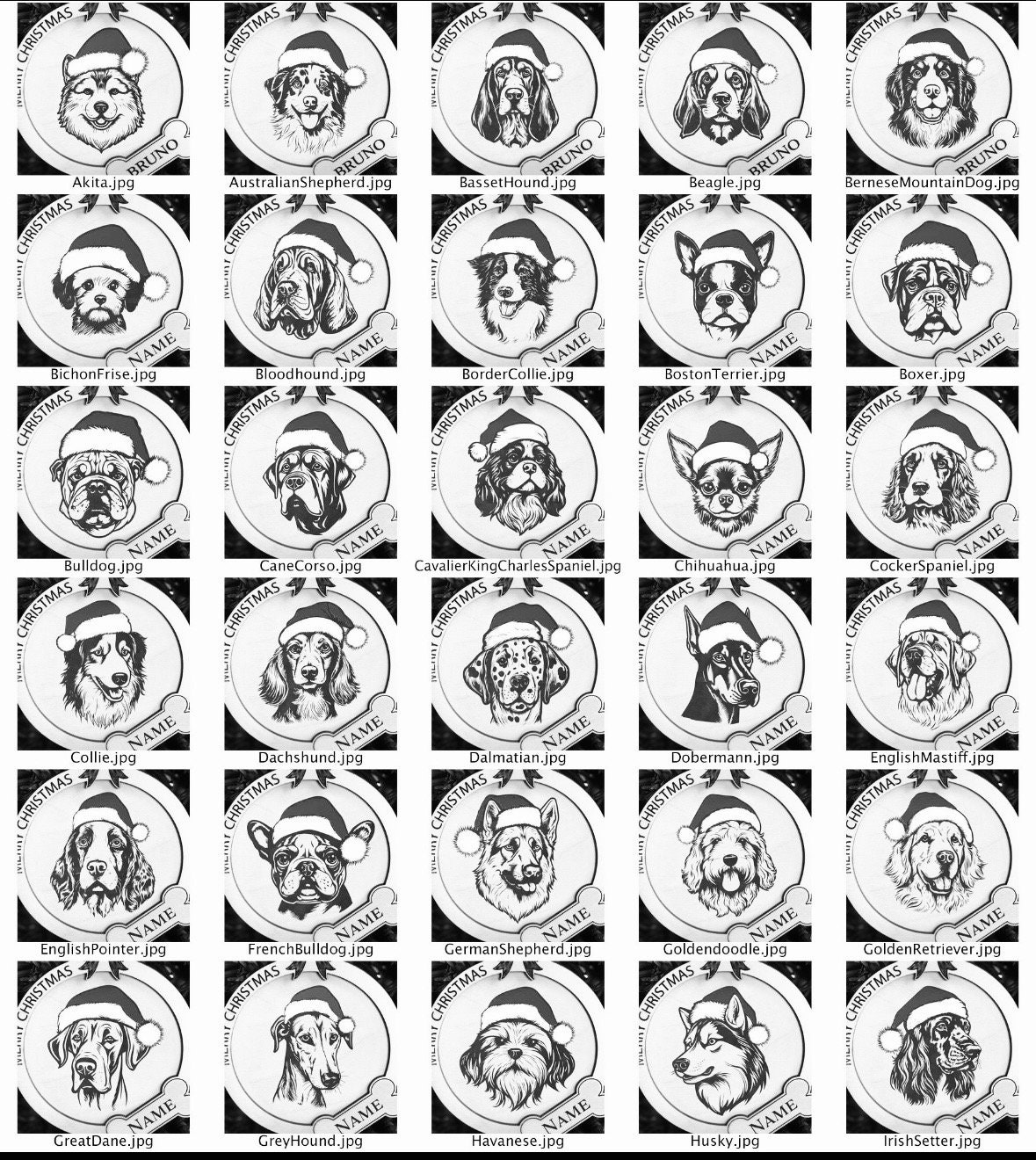 Custom Dog Breed Ornament with Name, Dog Breed, dog ornament, Dog Ornament with name, Pet ornament, Christmas ornament picture