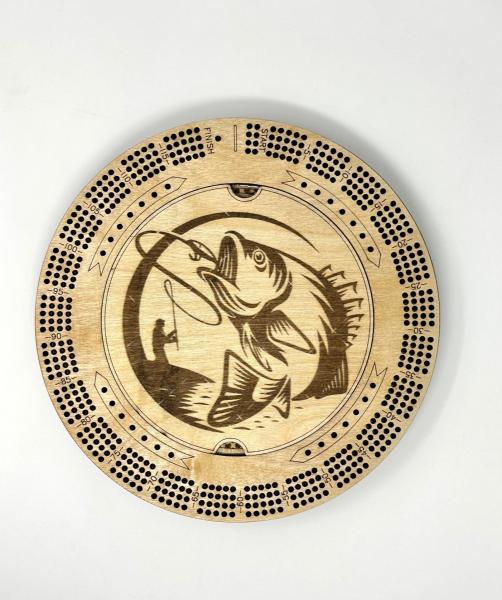 Custom Cribbage Board Fishing Love to Fish Cribbage Board Bass Fisherman Fishing Game 4 Track Cribbage Board with Pegs Cribbage with Storage picture